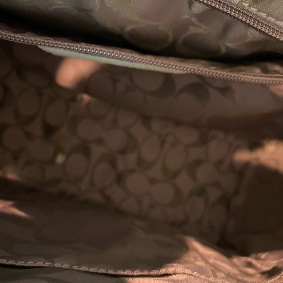 Coach Woven Satchel with Green Leather Trim Pre-owned - Picture 6 of 7